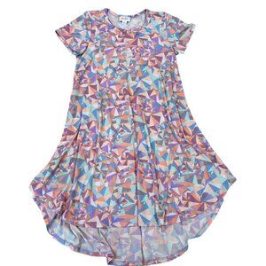 LuLaRoe Scarlett High Low Girls Geometric Print Dress With Pocket Size 10